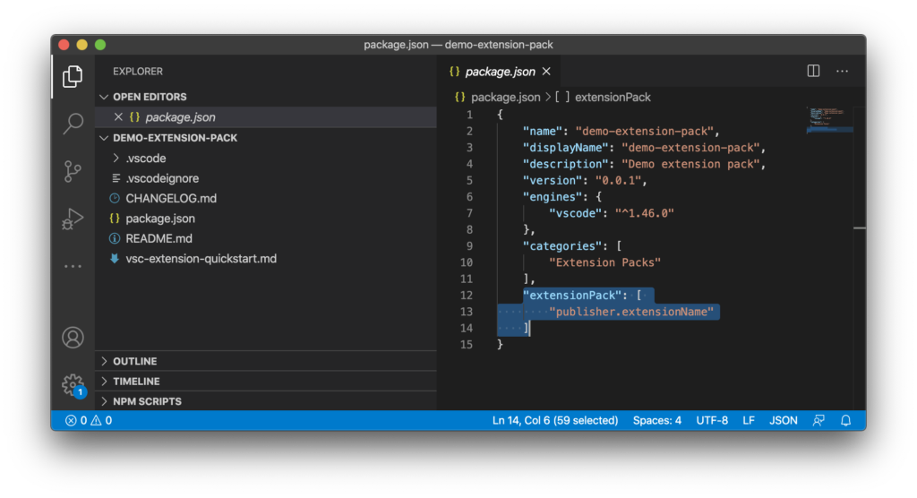 VS Code - New Extension Pack Empty Scaffolding