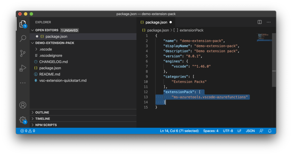 VS Code - New Extension Pack with an Extension Added