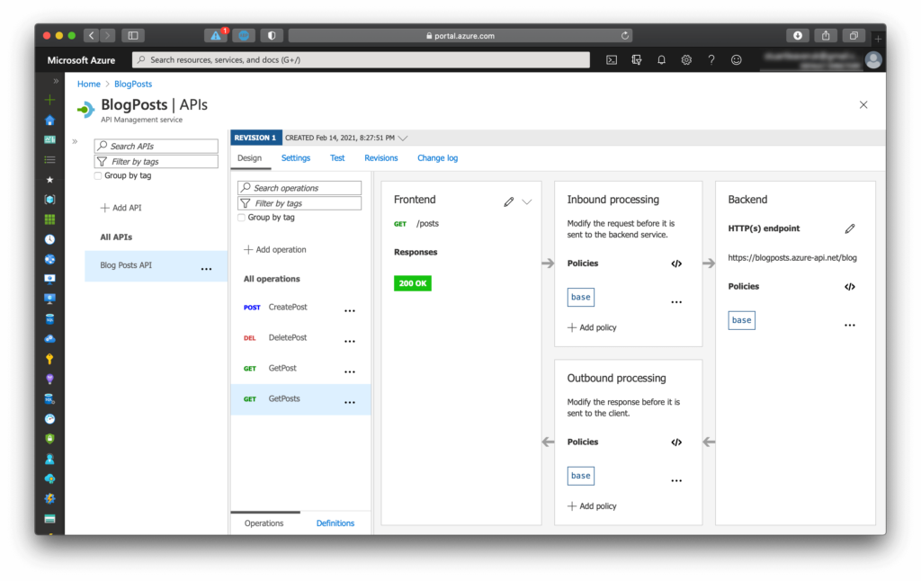 Azure API Management Blog Post API